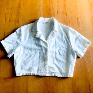 Brandy Melville John Galt Linen Blend Crop Blouse Womens One Size Ivory Ladies